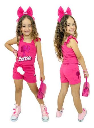 Conjunto Blusa Com Short Moda Infantil Barbie Verão Meninas - Mimos da Babih