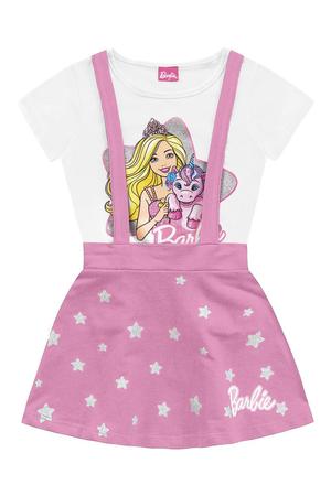 Conjunto salopete infantil barbie com chapeu