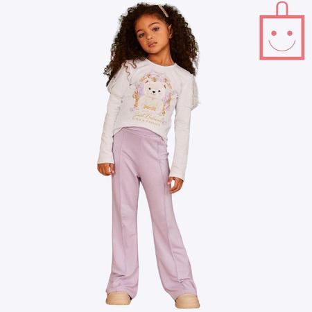 Conjunto Blusa Tule Manga Princesa e Calça Flare Infantil Feminina Infanti 70943 Imagem de Conjunto Blusa Tule Manga Princesa e Calça Flare Infantil Feminina Infanti 70943