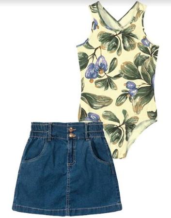 Body com saia best sale jeans