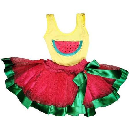 Imagem de Conjunto Body Fantasia Infantil Halloween Carnaval Melancia Com Saia De Tulê