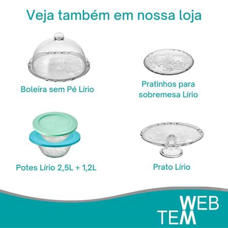 Imagem de Conjunto Boleira com Tampa Prato 32cm para Bolo e 6 Pratinhos de Sobremesa de Vidro Lírio Vitazza Decoração e Mesa Posta Elegante e Sustentável