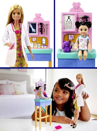 Mattel Barbie Profissões, Conjunto Pediatra Loira, Multicolorido :  : Brinquedos e Jogos