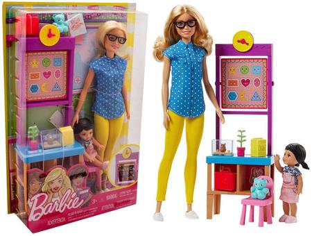 Conjunto Boneca Barbie Profissões Esportes Quero Ser Professora Futebol  Loira Mini Boneca - Mattel - Boneca Barbie - Magazine Luiza