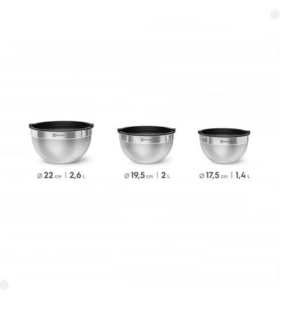 Imagem de Conjunto Bowls Tigelas Inox Com Tampa Plástica 3 Peças Original - Electrolux