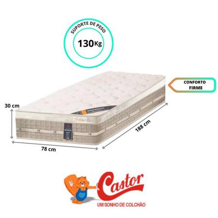 Imagem de Conjunto Box Castor Solteiro Premium Tecnopedic  78x188x70