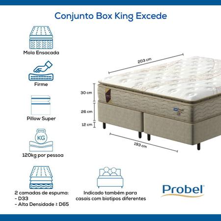 Imagem de Conjunto Box King Mola Ensacada Probel Excede Premium 