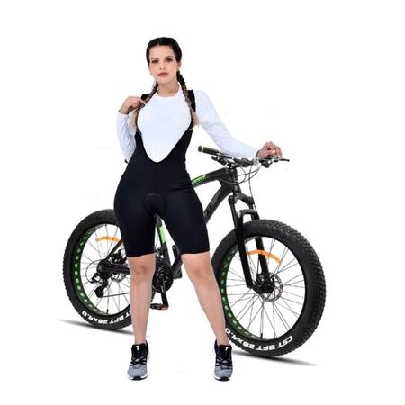 Imagem de Conjunto Bretelle Short E Camisa Ciclismo Bike Mtb Feminino Forro Multigomos Dupla Camada