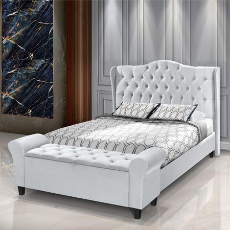 Imagem de Conjunto Cabeceira Box Com Recamier Divã Estofado Capitonê Para Cama Queen 1.60 Dubai Várias Cores - LH Móveis