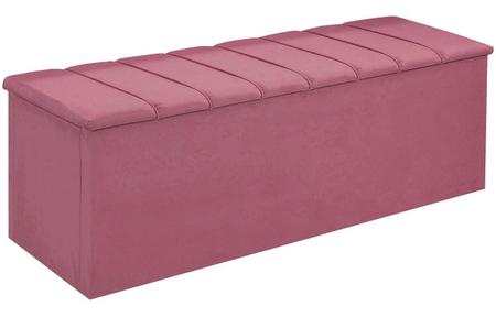 Imagem de Conjunto Cabeceira E Calçadeira Cancun Para Cama Box King 195 cm Suede Rosa Barbie - DL Decor