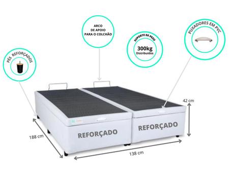 Imagem de Conjunto Cama Box Baú Casal Bipartida + Colchão Castor Molas Class 138x188x67 (Baú dividido facilita o descarregamento e montagem)  