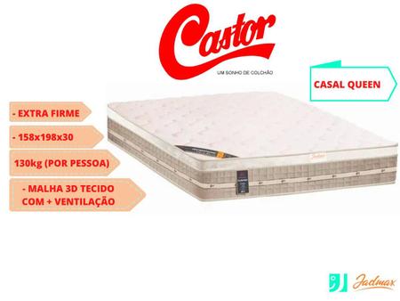 Imagem de Conjunto Cama Box Casal Queen Castor Premium Tecnopedic 158x198x70 - Linha Alta e Firme -   Tecido em Malha Buclê - Maior Qualidade e Resistencia 