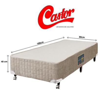 Imagem de Conjunto Cama Box Solteiro Castor Premium c/ Colchão Molas Firme 88x188x70 - Cama Resistente até 130kg