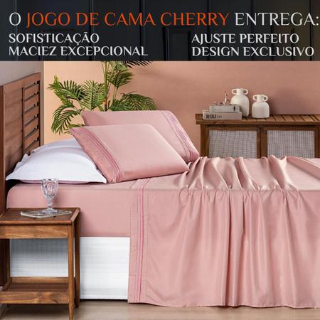 Imagem de Conjunto Cama Casal Queen Size Cherry Bordado Inglês 200