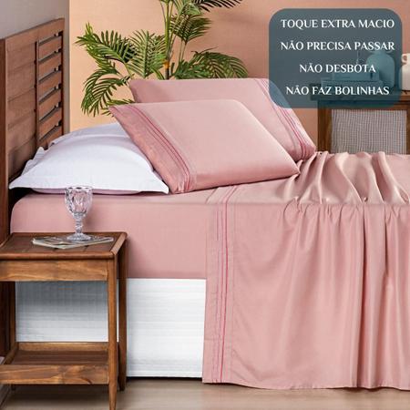 Imagem de Conjunto Cama Casal Queen Size Cherry Bordado Inglês 200