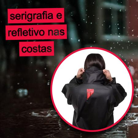 Imagem de Conjunto Capa de chuva Feminina Motoqueiro Tamanho P PVC 0,28mm Combate Com Gola Preto Pioneira - 2900-F-PRE-P