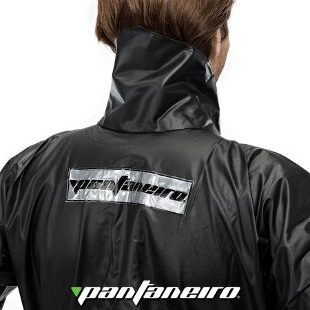 Imagem de Conjunto capa de chuva preto pvc pantaneiro p/ motociclistas tam: ex