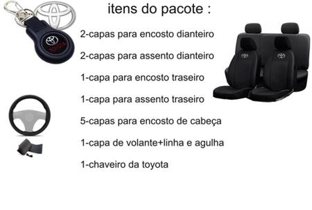 Imagem de Conjunto Capas de Couro Toyota Corolla 2018 + Capa de Volante + Chaveiro Toyota