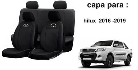 Imagem de Conjunto Capas de Couro Toyota Hilux 2019 + Capa de Volante + Chaveiro Toyota