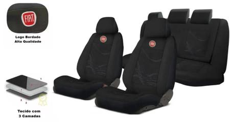 Imagem de Conjunto Capas Tecido Assentos Idea '04-'10 + Volante + Chaveiro - Personalização Completa