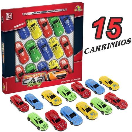 Conjunto Carrinhos Coloridos de Corrida de Brinquedo 15 Carros - Art Brink  - Carrinho de Brinquedo - Magazine Luiza