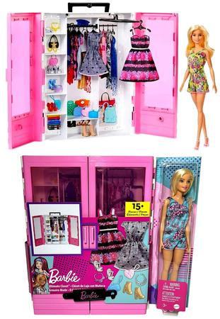 Conjunto Closet Armário De Luxo Da Boneca Menina Loira Barbie - Acompanha  Roupas Roupinhas E Acessórios - Mattel Brinquedos