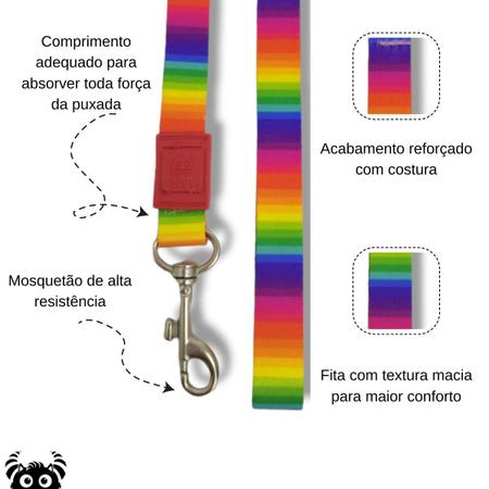 Imagem de Conjunto coleira, guia e cinto para cachorro - Modelo Arco Íris