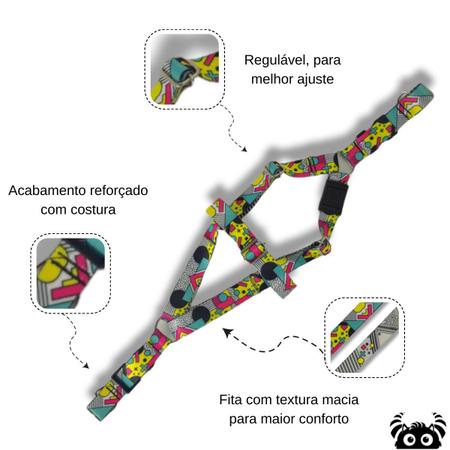 Imagem de Conjunto coleira, peitoral guia e cinto para cachorro - Modelo Tetris