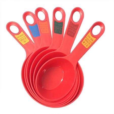 Imagem de Conjunto Colher Colheres Medidora com 6 pcs plastico vermelho