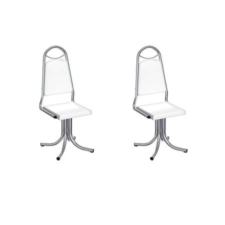Imagem de Conjunto com 2 Cadeiras de Cozinha Ashlee Branco e Cromado