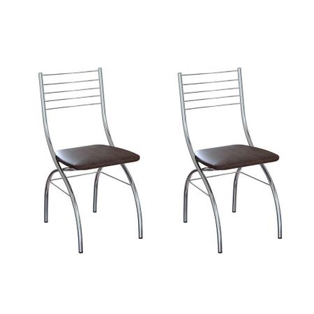 Imagem de Conjunto com 2 Cadeiras de Cozinha Lizzy Tabaco e Cromado