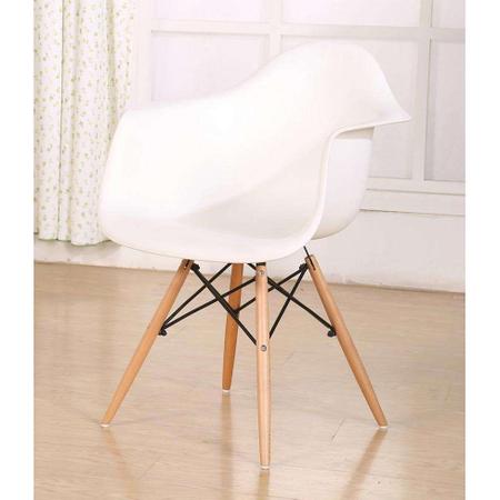 Imagem de Conjunto com 2 Cadeiras Eames Eiffel com Braços Base Madeira Branco