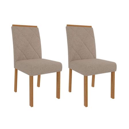 Imagem de Conjunto com 2 Cadeiras Fernanda Linho Bege e Madeira
