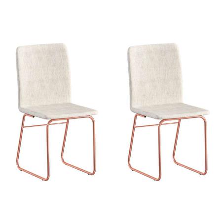 Imagem de Conjunto com 2 Cadeiras Lana Rosé Gold e Palha