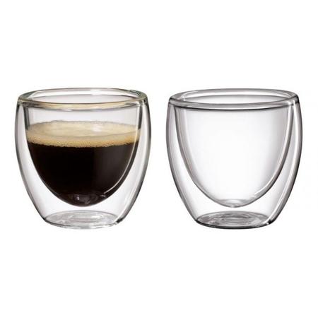 Imagem de Conjunto com 2 copos p/café dupla parede de vidro borossilicato 70ml