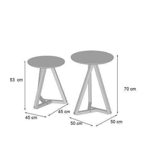 Imagem de Conjunto com 2 Mesas Laterais Classic Branco e Madeira