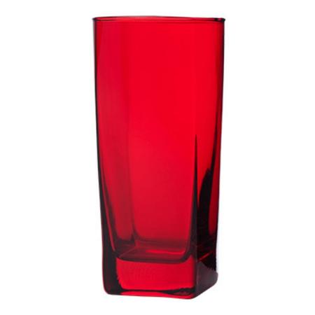 Imagem de Conjunto Com 24 Copos Vidro Bali Quadrado 320ml Vermelho