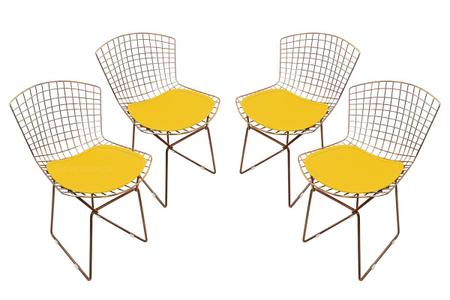 Imagem de Conjunto Com 4 Cadeiras Bertoia Cobre Rose Gold Com Assento - Várias Cores