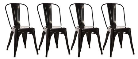 Imagem de Conjunto Com 4 Cadeiras Industriais Fixas Decorativas Vintage - Aço - Anima