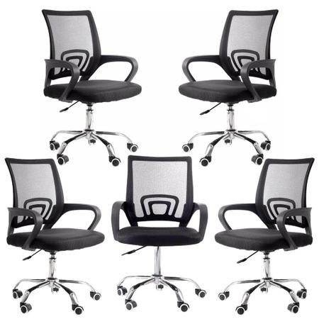 Imagem de Conjunto com 5 Cadeiras Diretor Madri Tela Preta para Sala de Reunião