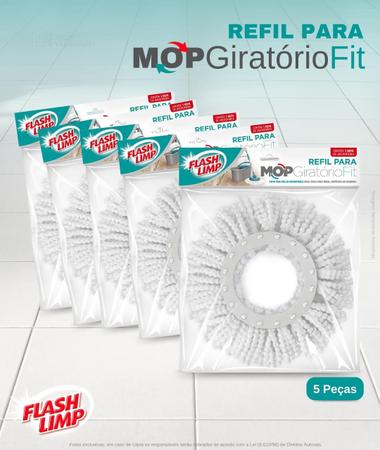 Imagem de Conjunto Com 5 Refis Para Mop Giratório Fit Microfibra Lavável Flash Limp