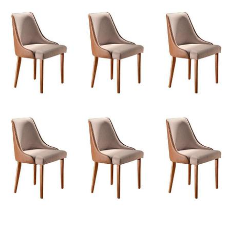 Imagem de Conjunto com 6 Cadeiras de Jantar Esmeralda II Imbuia e Off White