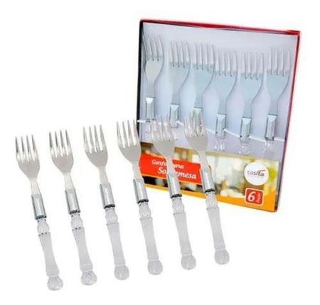 Set 6 Garfos de Sobremesa Ou Aperitivo Bambu Natural e Aço Inox - CASA  MARQUEZ