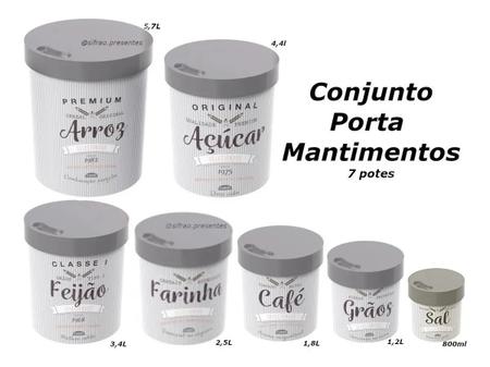 Imagem de Conjunto Com 7 Potes Porta Mantimentos