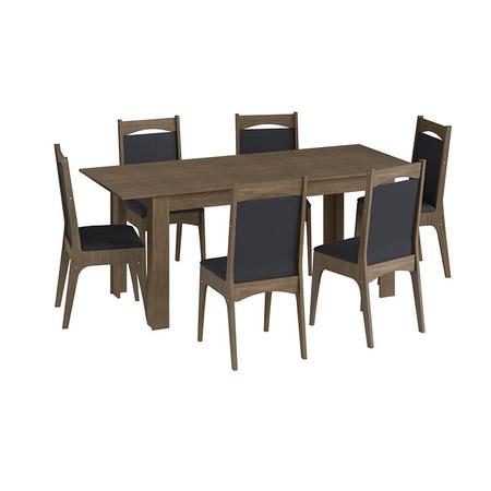 Conjunto Completo Jantar Cozinha Mesa Elástica 6 Cadeiras