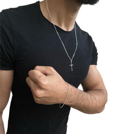 Imagem de Conjunto Corrente Com Pingente + Pulseira Prata 925 Legítima