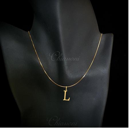 Imagem de Conjunto Corrente e Pingente da Letra L em Ouro18k Inicial