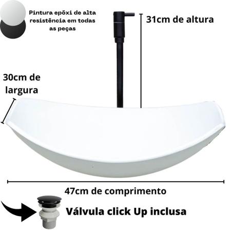 Imagem de Conjunto cuba chanfrada matte com torneira preto fosco gourmet e válvula click p/ banheiros e lavabos - linha matte luxo