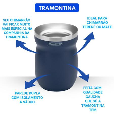 Imagem de Conjunto Cuia Térmica Com Bomba de Chimarrão  Tramontina em Inox Azul