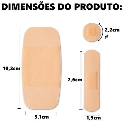 Imagem de Conjunto Curativos Bege Material Respirável 60 Unidades 3 Formatos Almofada Protetora Multilaser Saúde